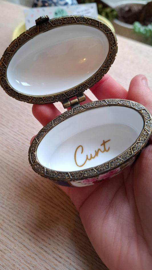 'Cunt' Upcycled Oval Shaped Trinket Pot