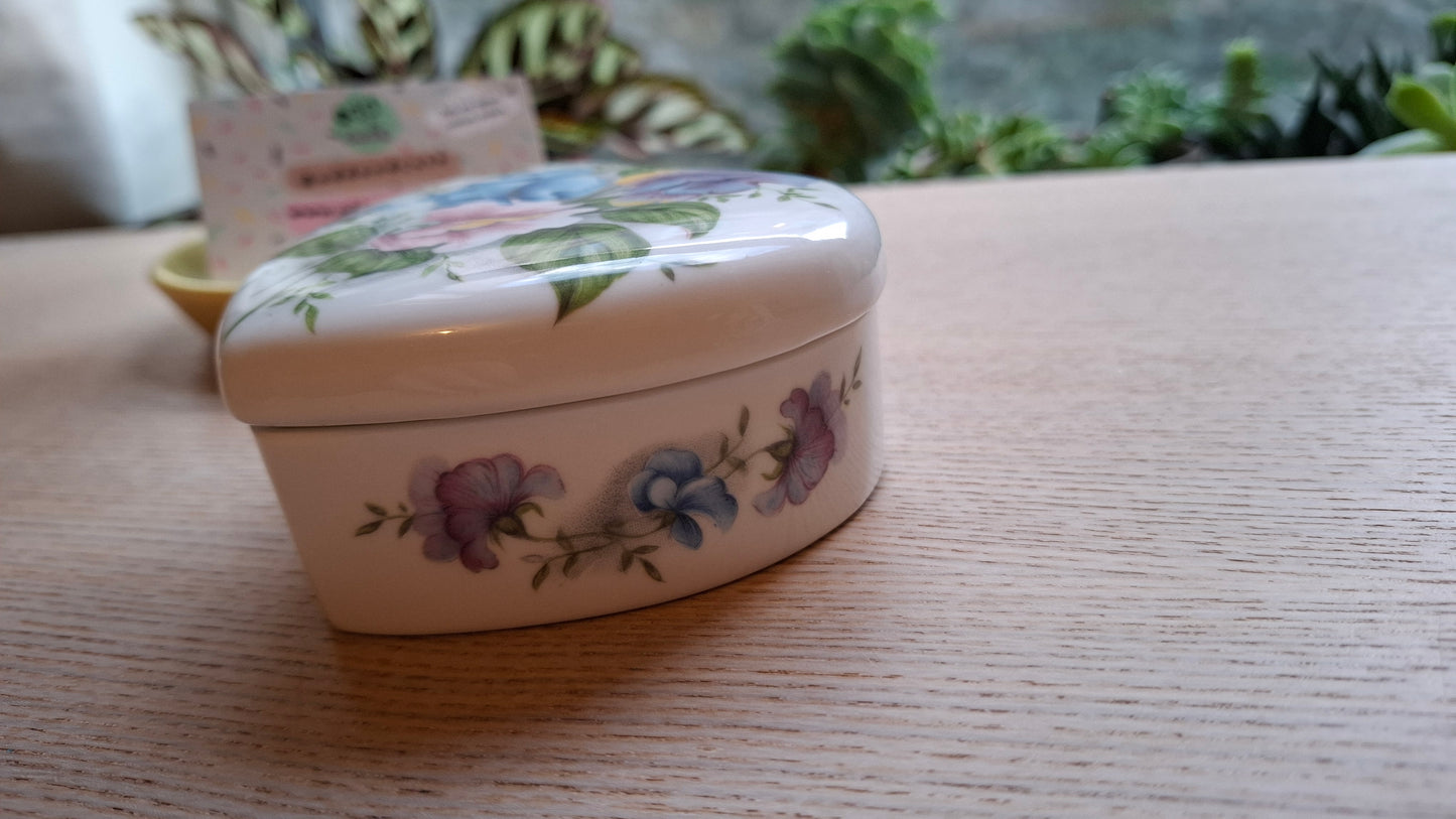 'Fanny Flaps' Upcycled Floral Heart Shaped Trinket Pot