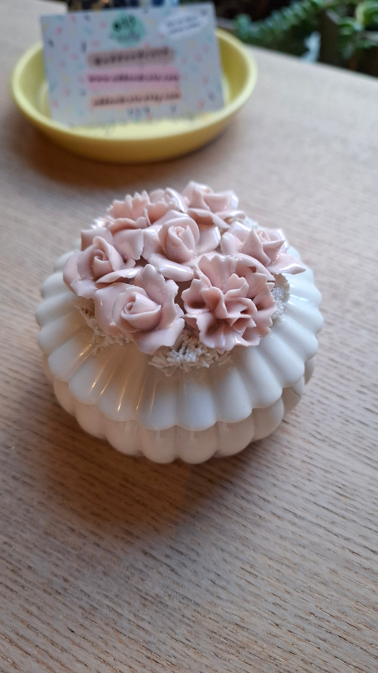 'Slag' Upcycled Pretty Pink Floral Trinket Pot