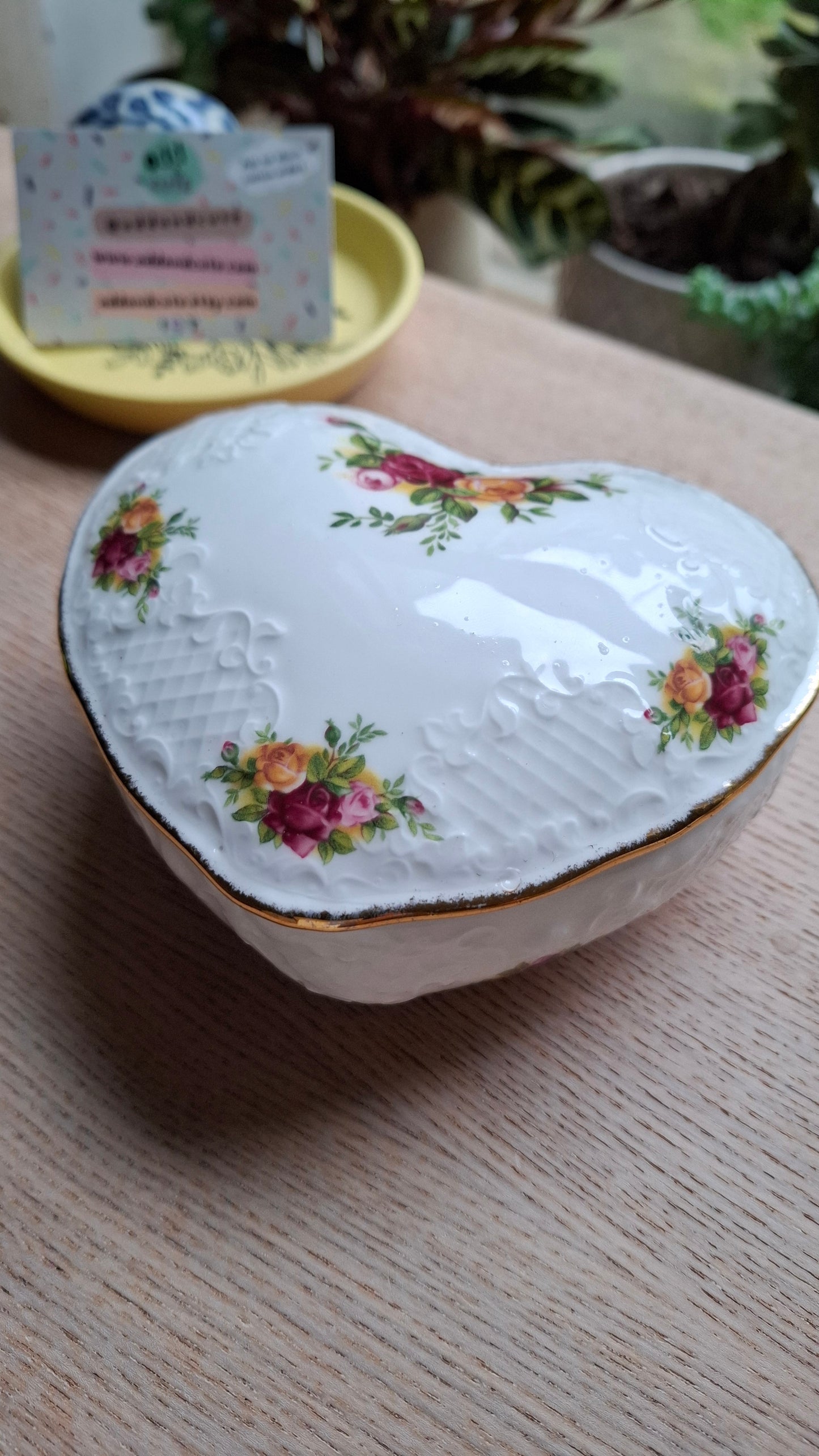 'Beef Curtains' Upcycled Large Pretty Heart Trinket Pot