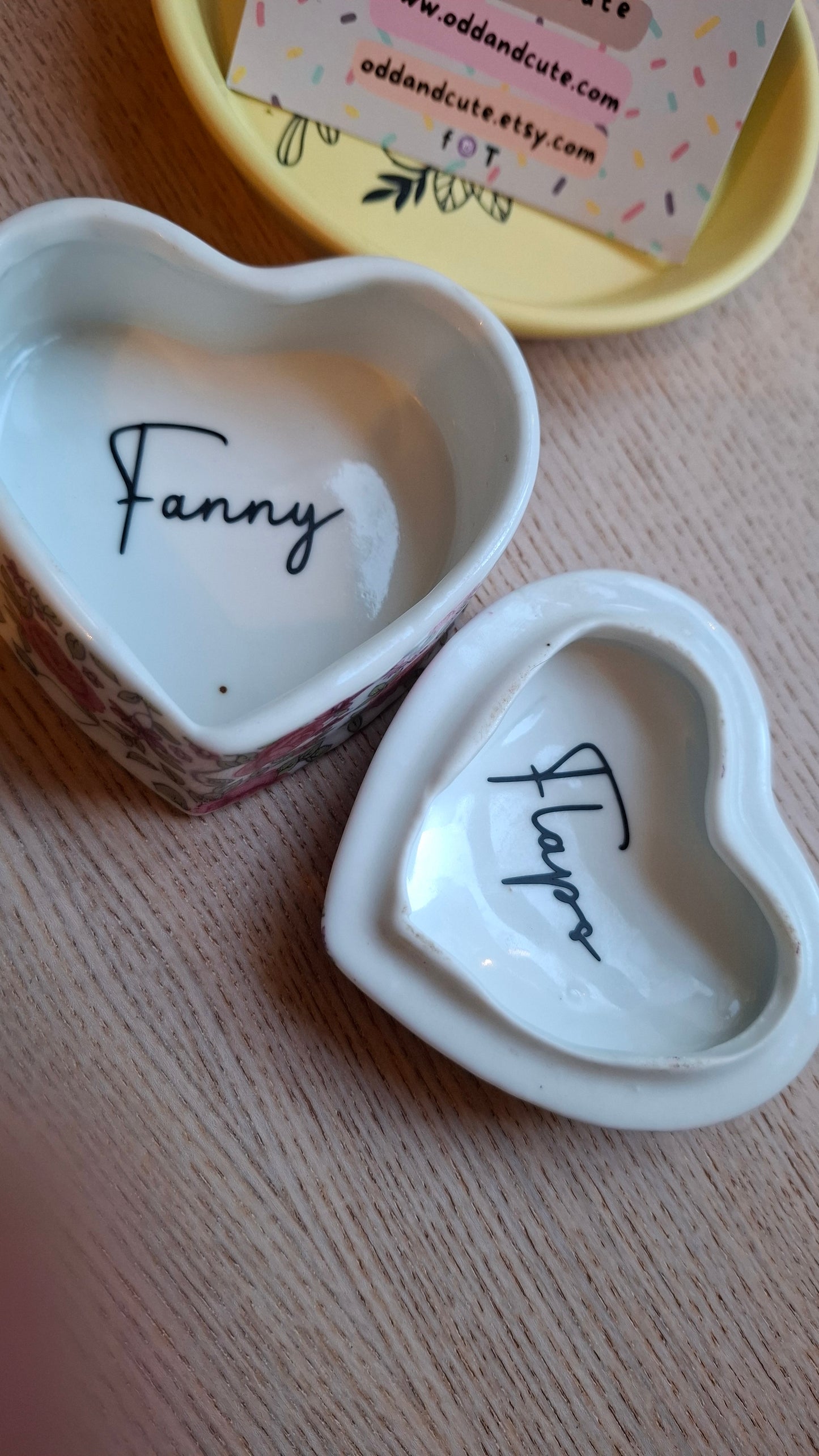 'Fanny Flaps' Upcycled Rose Heart Shaped Trinket Pot