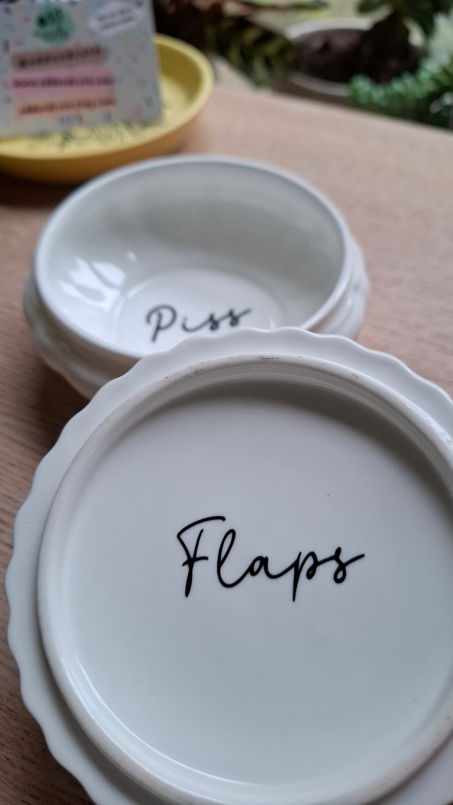 'Piss Flaps' Upcycled Coalport Trinket Pot