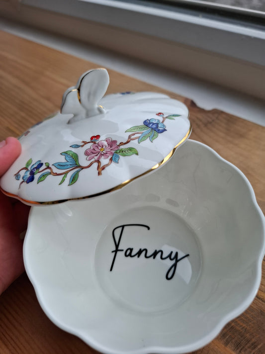 'Fanny Flaps' Upcycled Butterfly Handle Trinket Pot