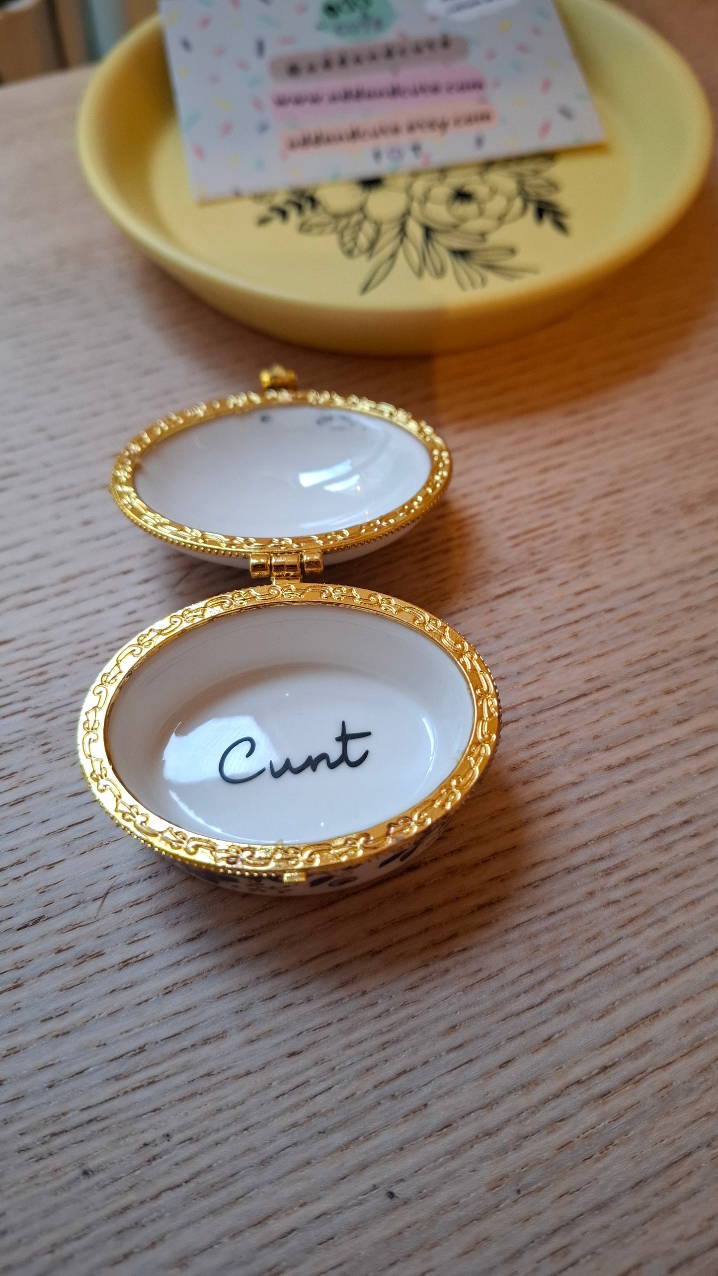 'Cunt' Upcycled Mini Trinket/Pill Pot Blue & White Floral