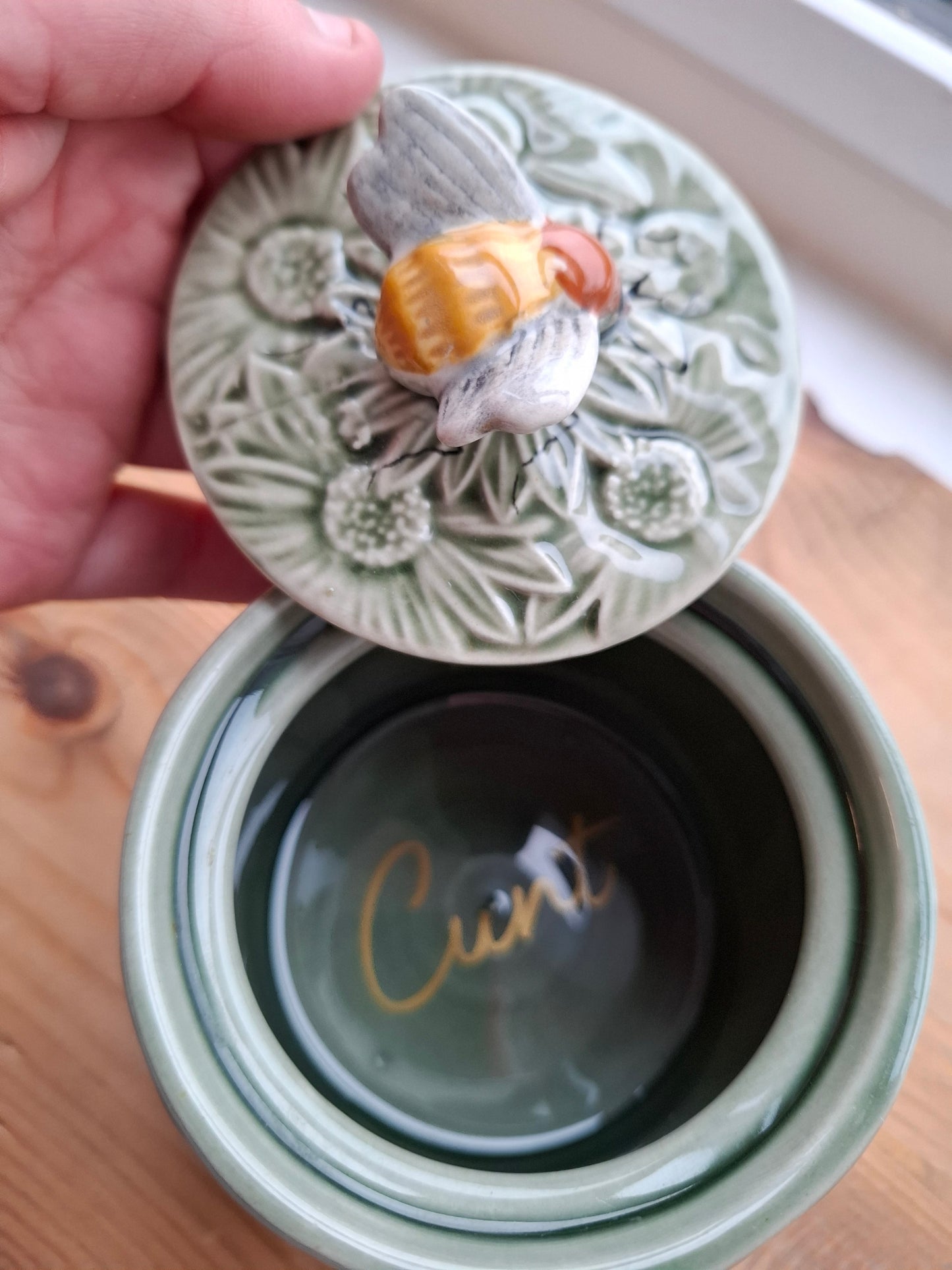 'Cunt' Fancy Green Bee Ceramic Pot