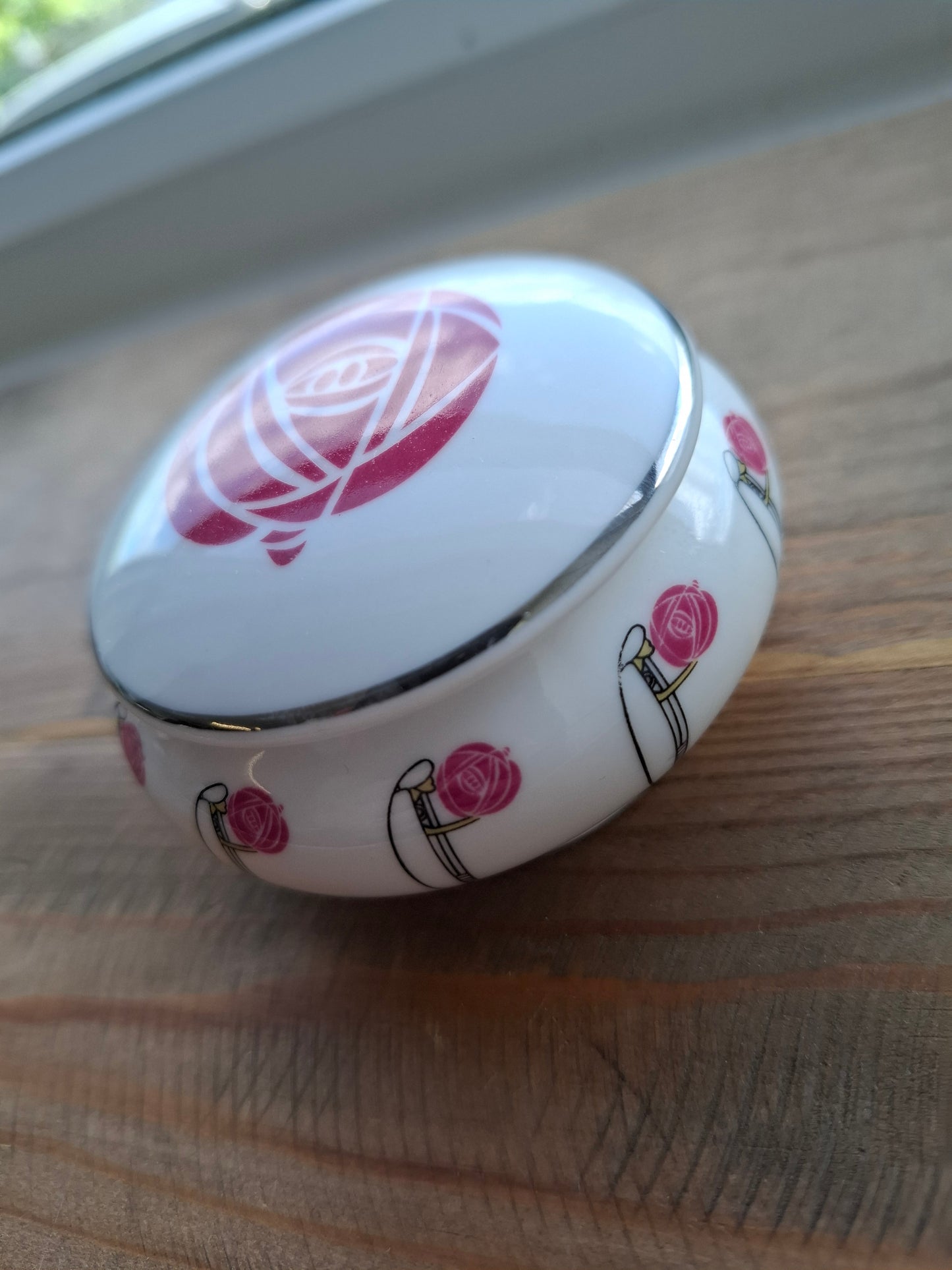 'Slag' Upcycled Pink Art Nouveau Style Rose Trinket Pot