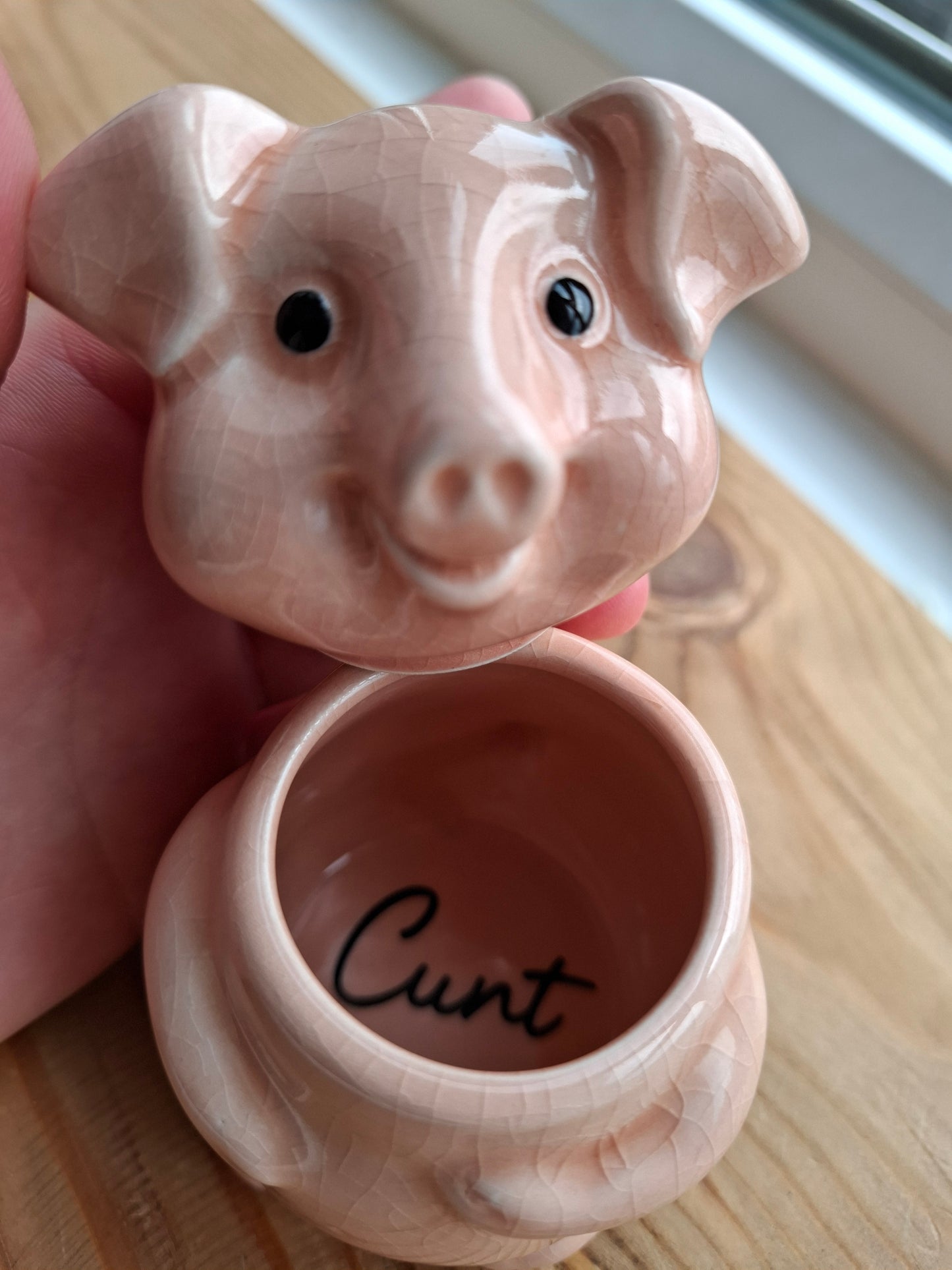 'Cunt' Upcycled Cute Crackly Pig Trinket Pot