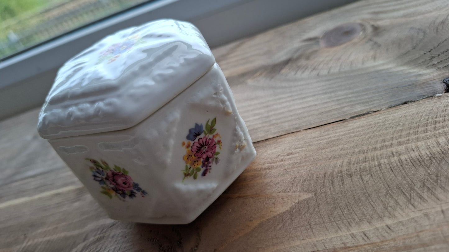 'Arsehole' Upcycled Hexagonal Floral Trinket Pot (MARKS ON SIDE)