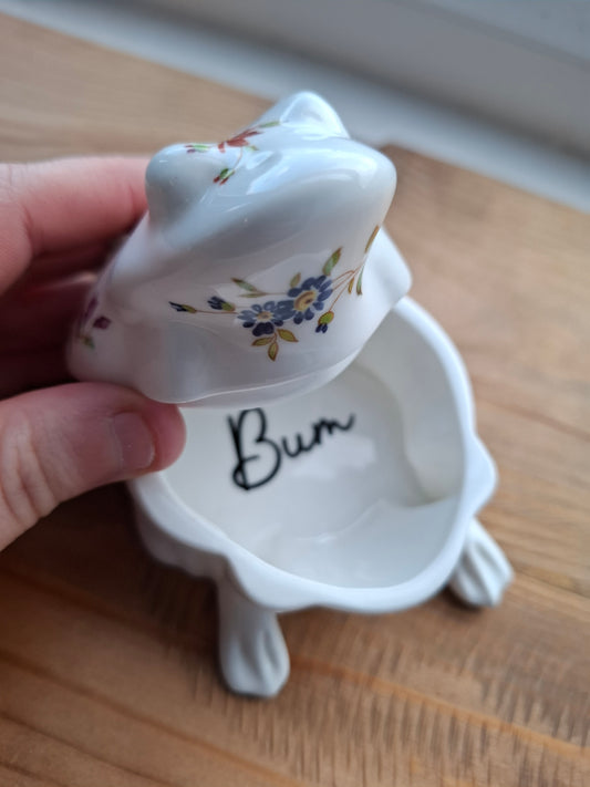 'Bum Hole' Upcycled Personalised Whimsical Frog Trinket Pot