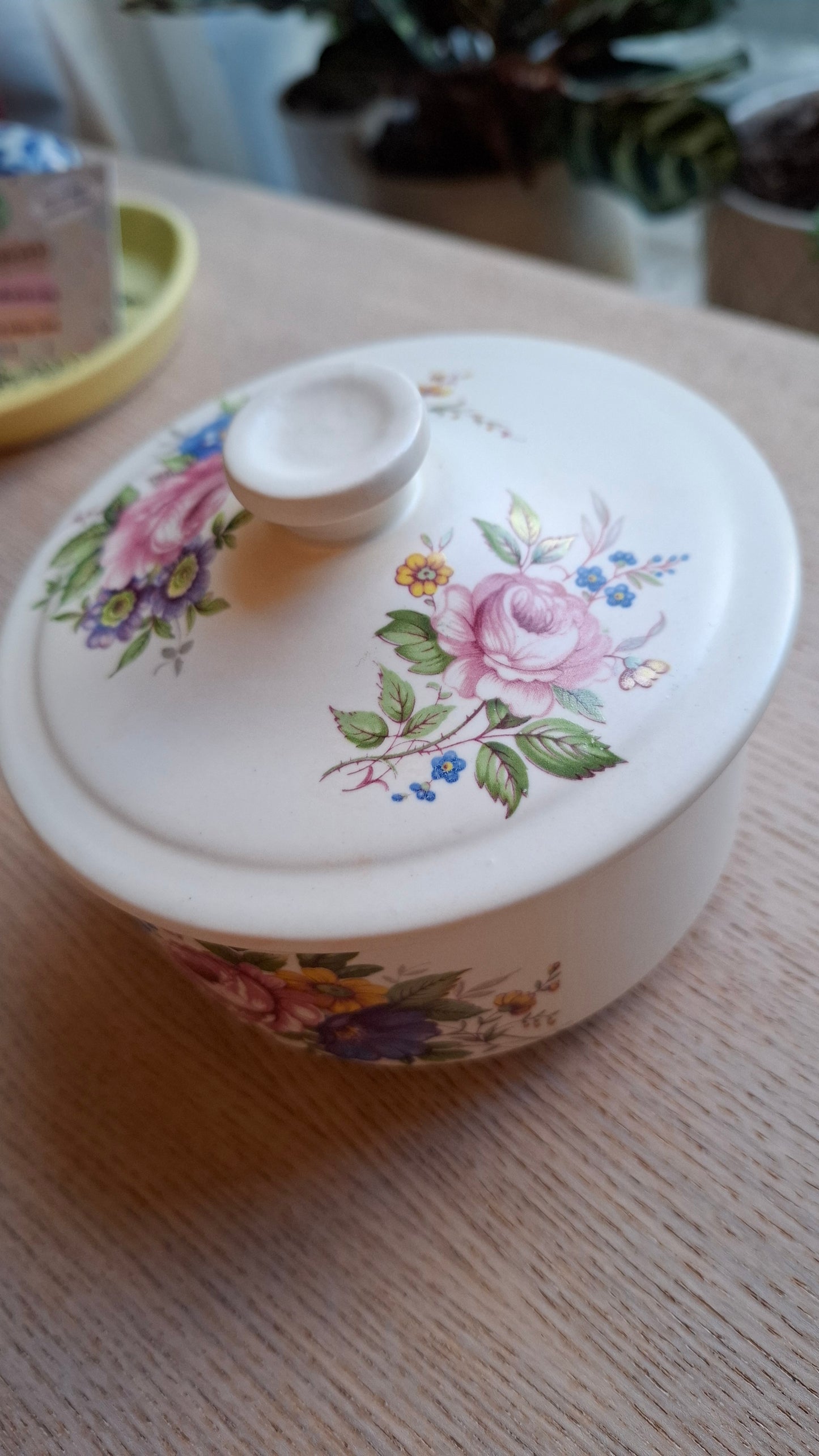 'Beef Curtains' Upcycled Large Pretty Floral Trinket Pot