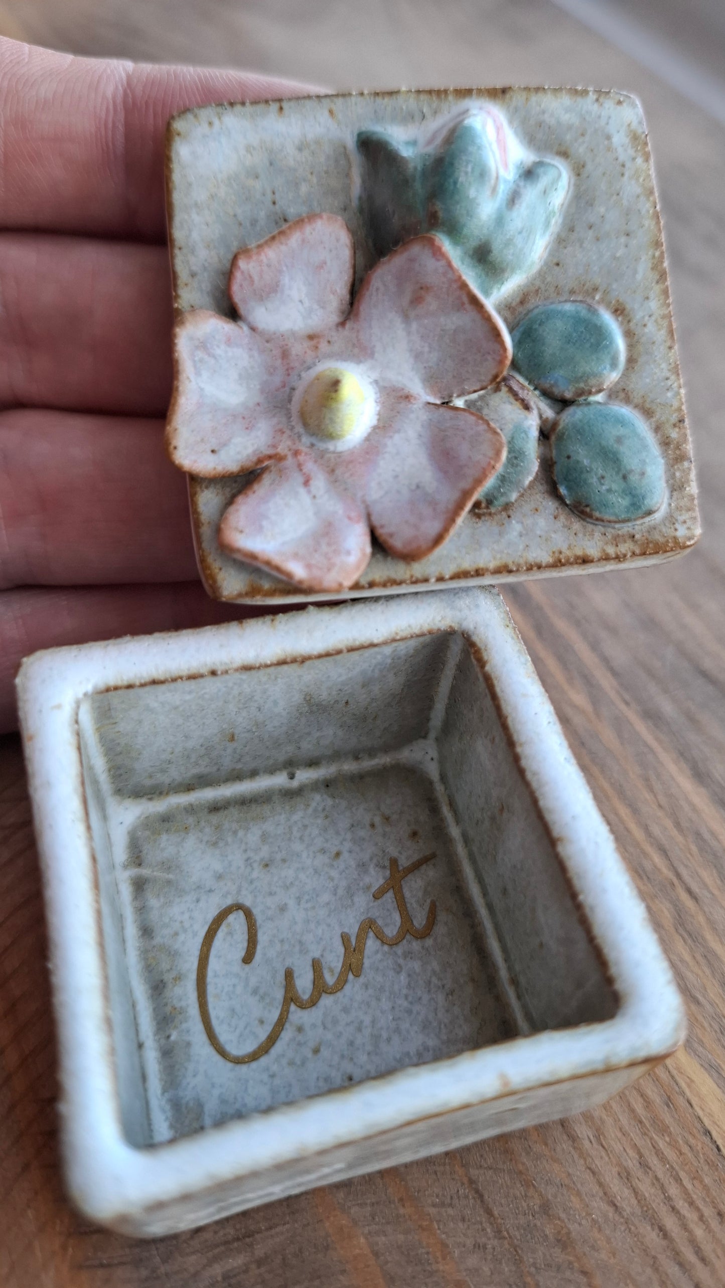 'Cunt' Upcycled Small Square Trinket Pot