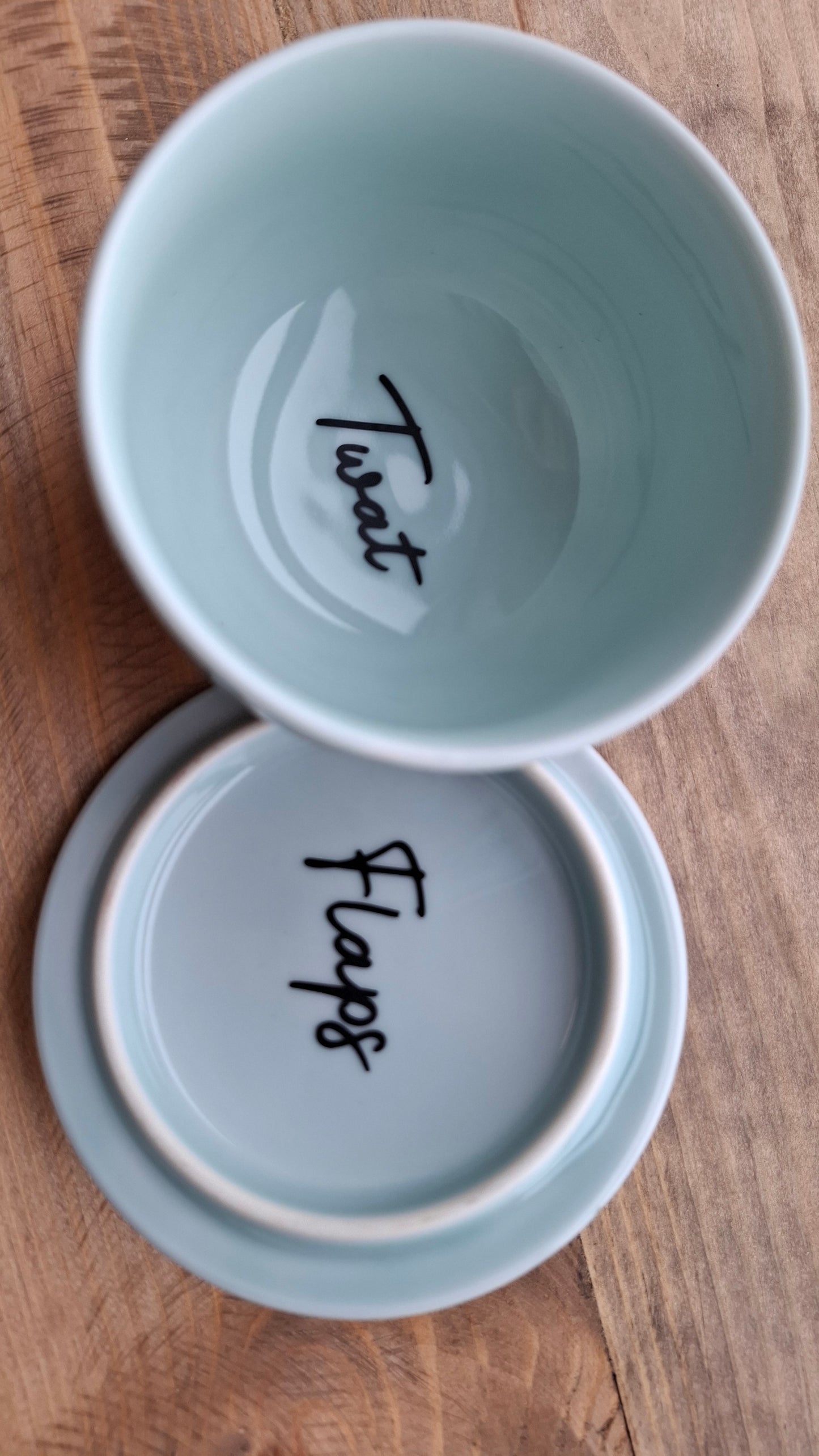 'Twat Flaps' Upcycled Blue Fancy Ceramic Pot