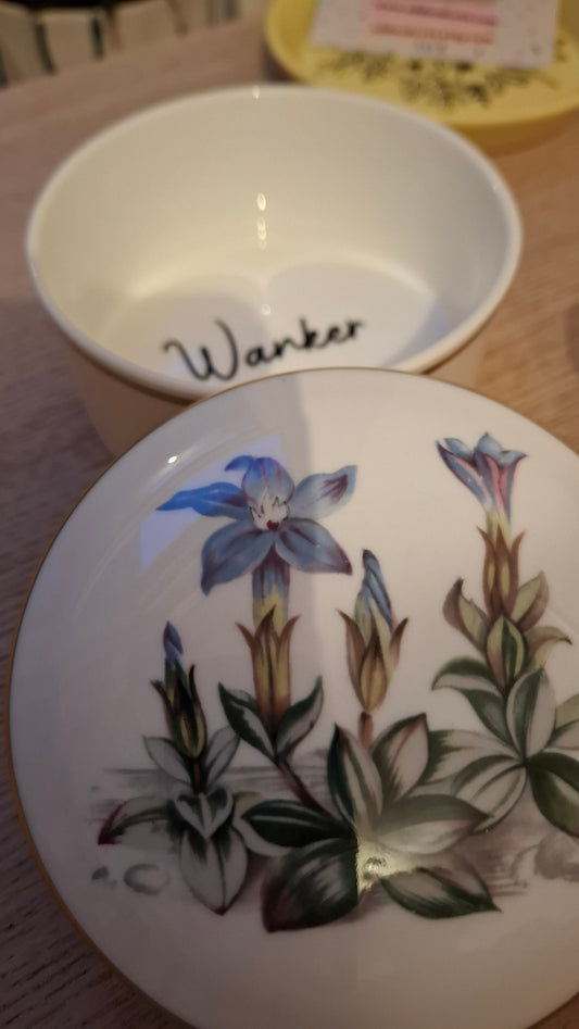 'Wanker' Upcycled Large Floral Trinket Pot