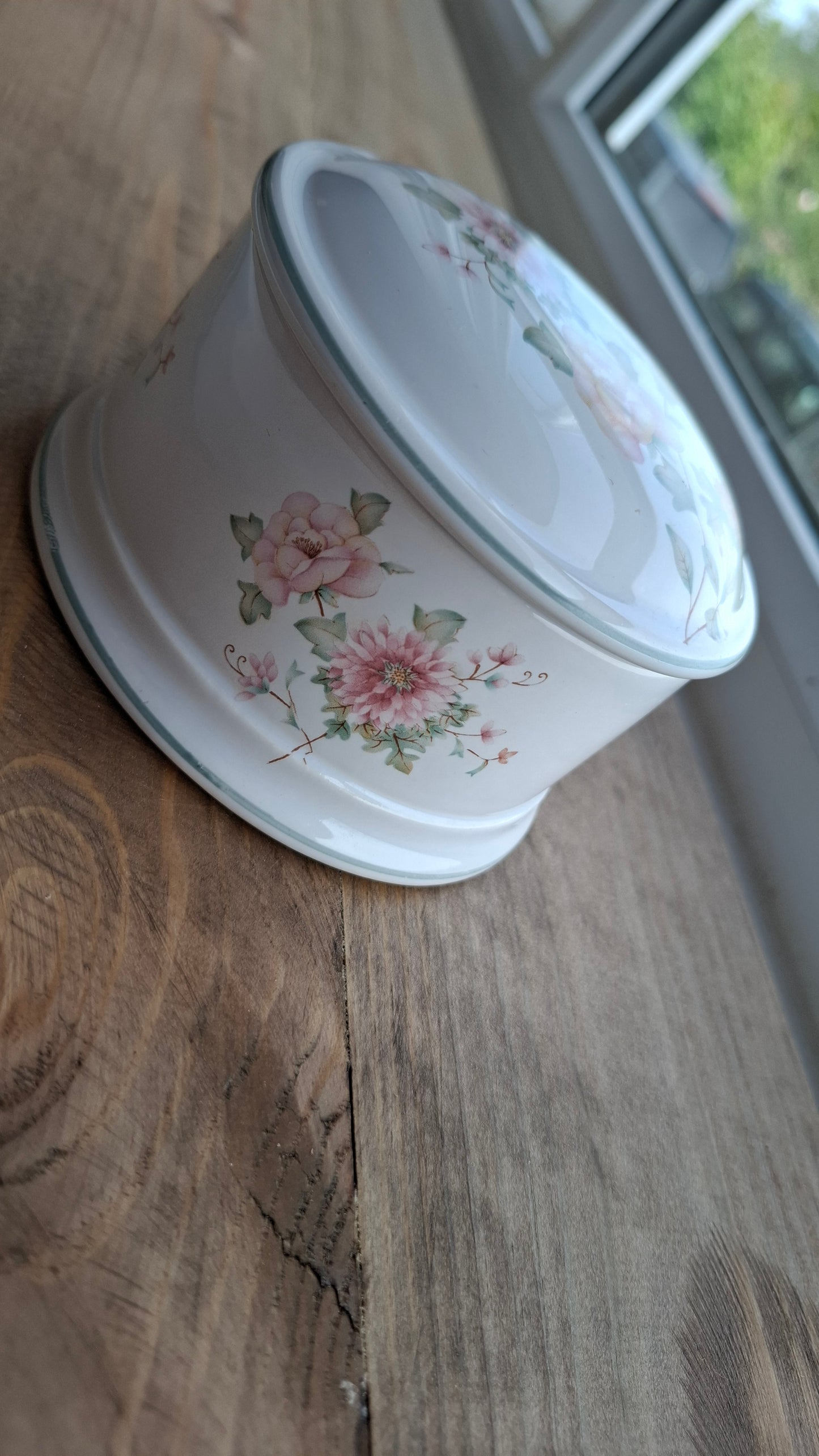 'Beef Curtains' Upcycled Large Floral Trinket Pot
