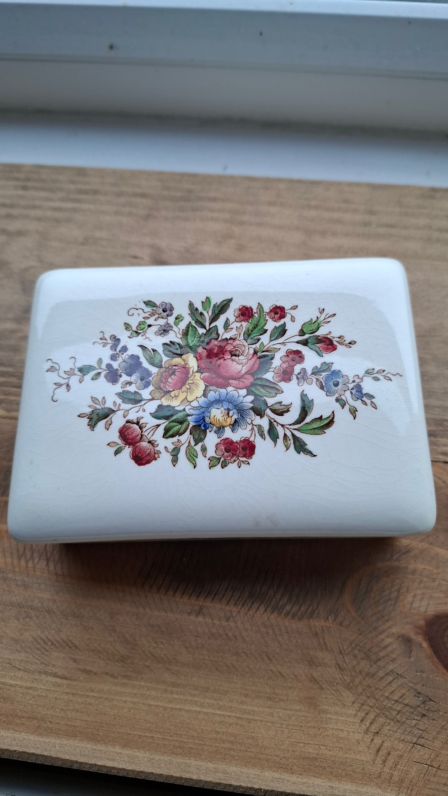 'Bollocks' Floral Rectangular Trinket Pot (CHEAPER DUE TO CRACKLE/STAINING)