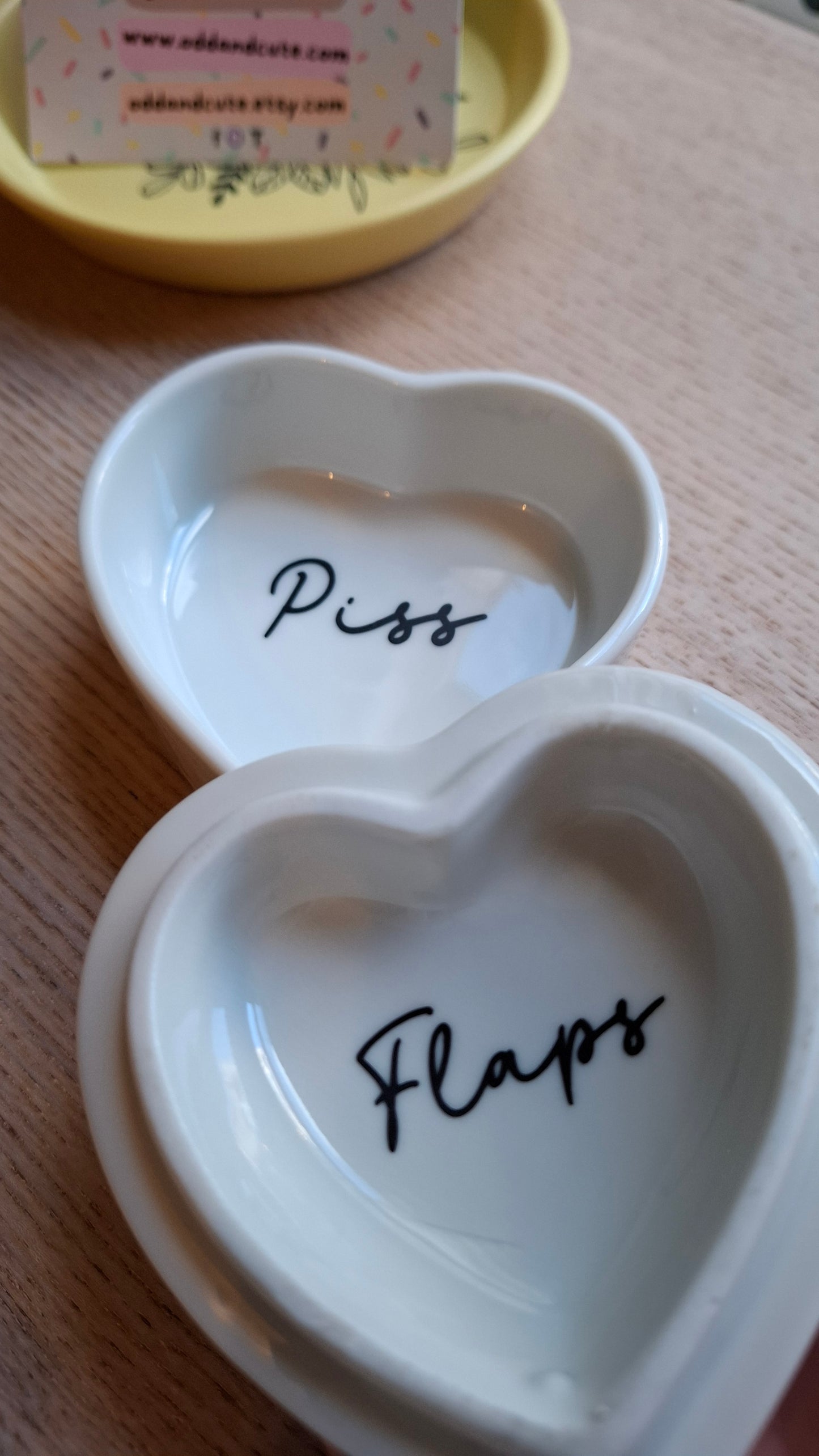 'Piss Flaps' Upcycled Clown Heart Shaped Trinket Pot