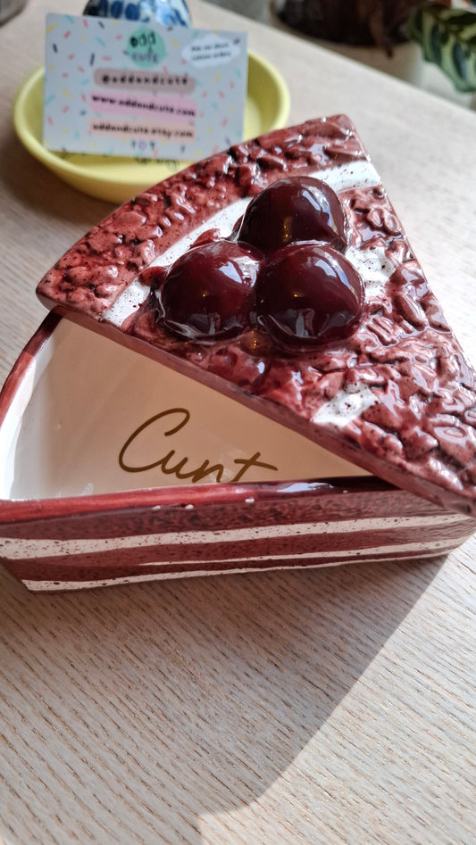 'Cunt' Upcycled Slice of Cake Trinket Pot