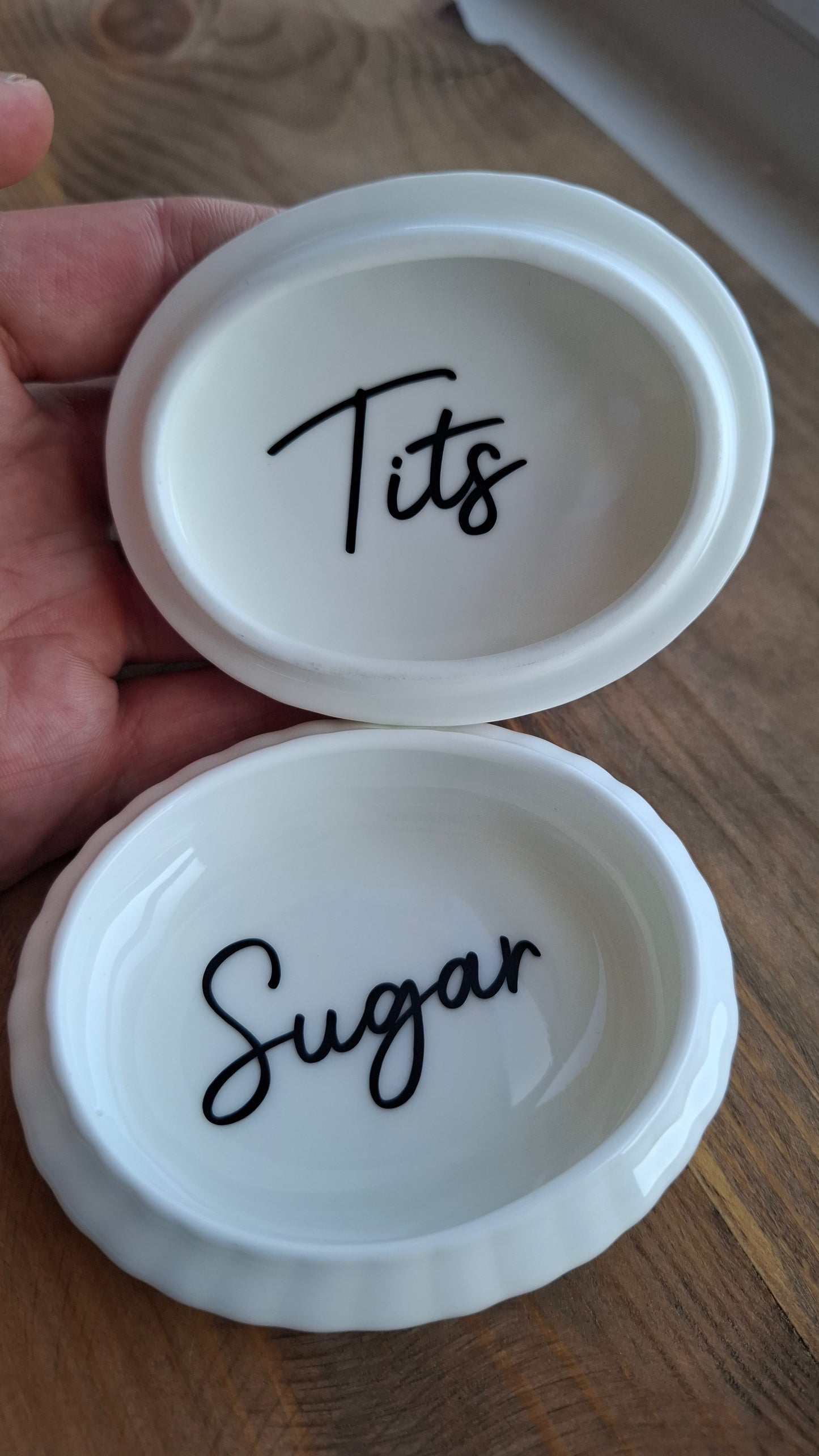 'Sugar Tits' Upcycled Oval Rose Trinket Pot