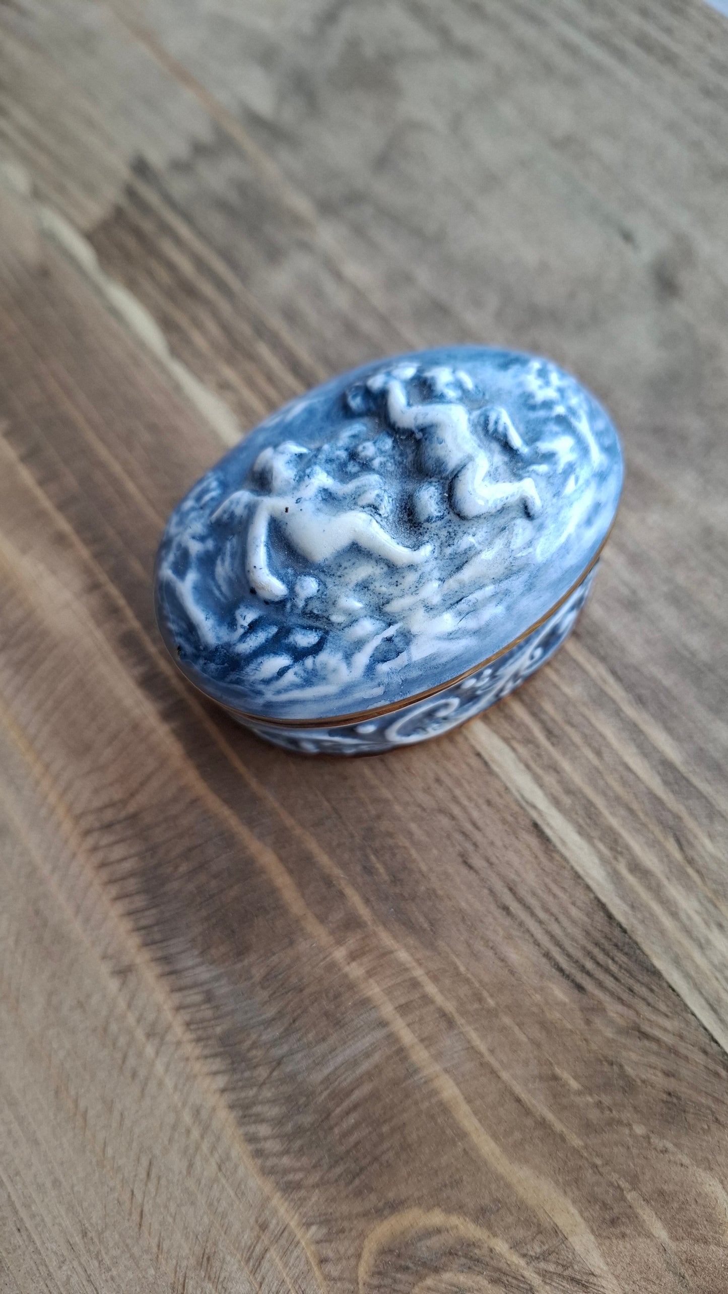 'Cunt' Upcycled Blue/Gold Cherub Trinket Pot