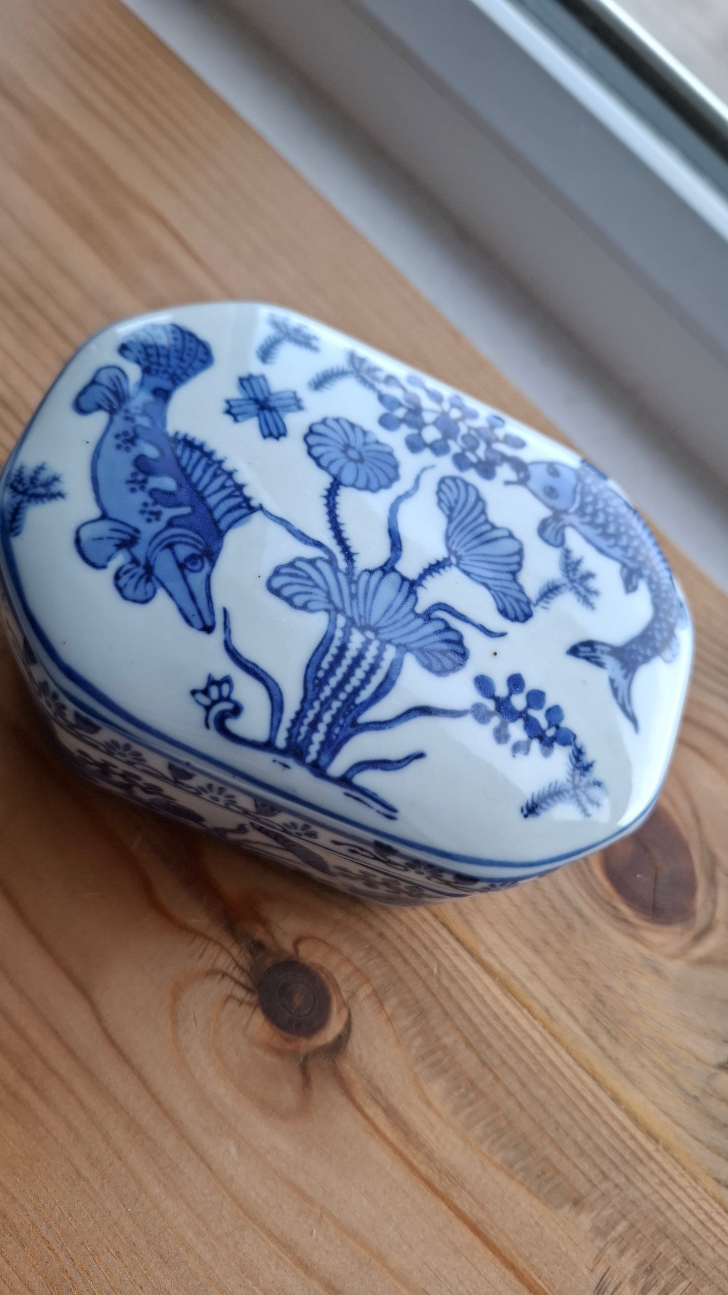 'Wanker' Upcycled Blue/White Fish Trinket Pot