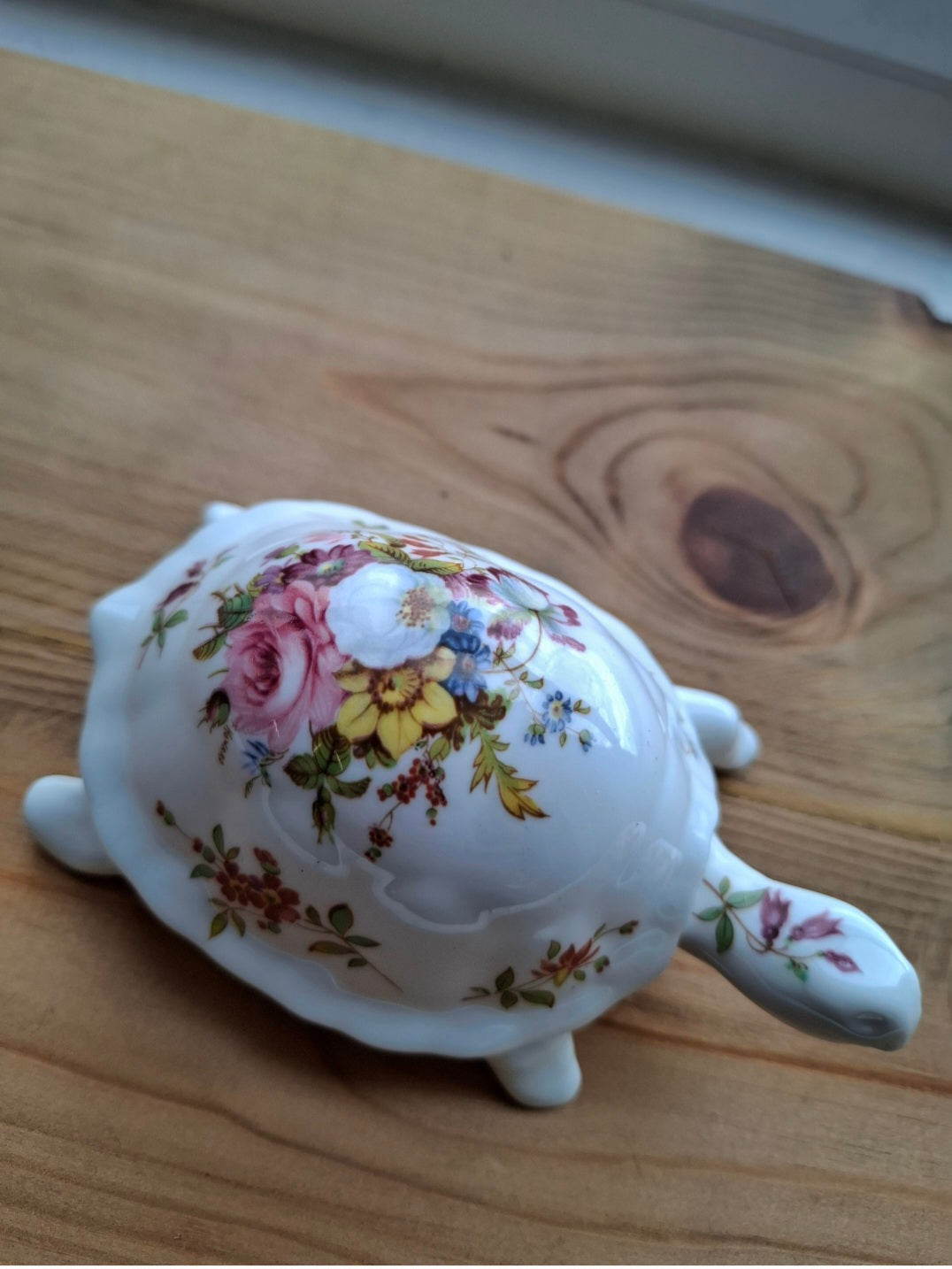 'Minge' Pretty Floral Tortoise Upcycled Trinket Pot
