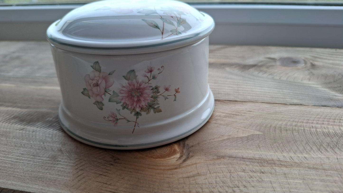 'Beef Curtains' Upcycled Large Floral Trinket Pot
