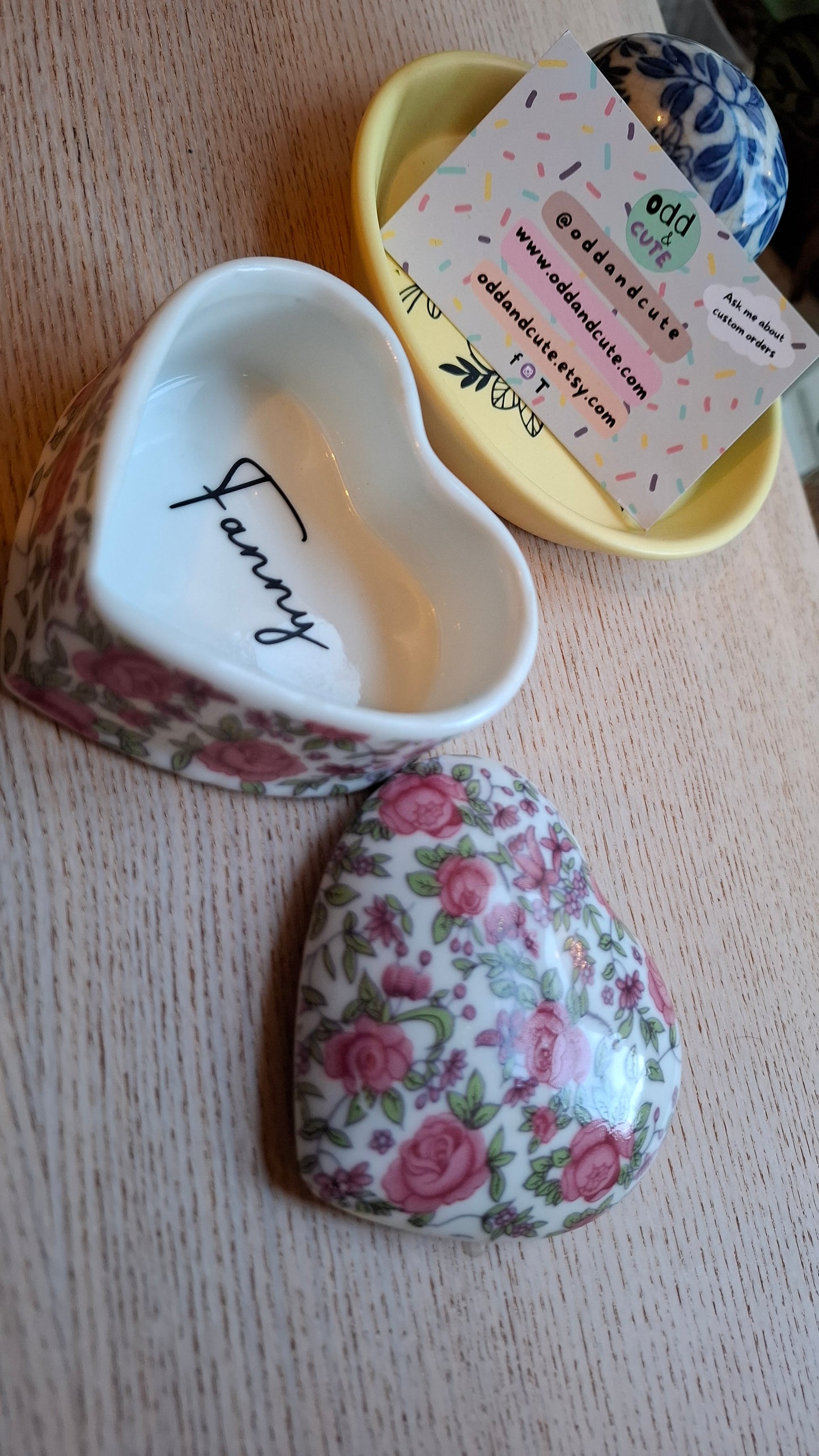 'Fanny Flaps' Upcycled Rose Heart Shaped Trinket Pot