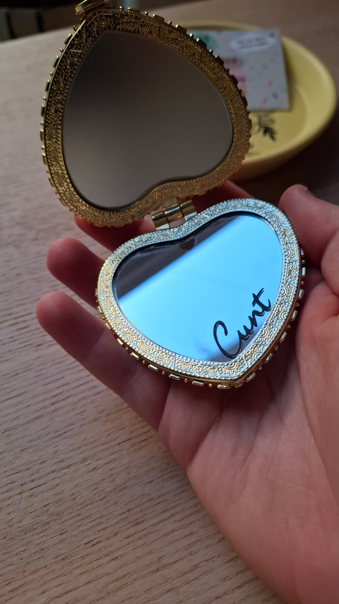 'Cunt' Compact Mirror, Heart Shaped