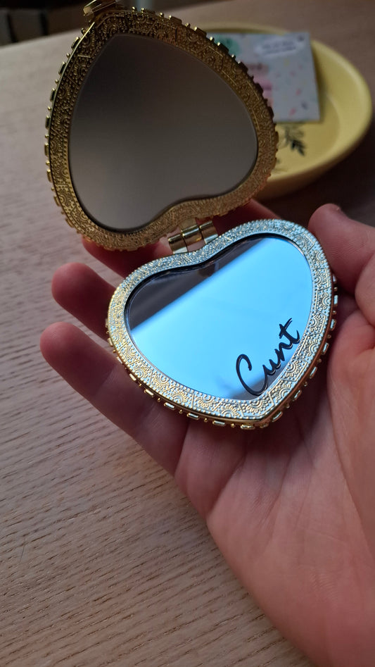 'Cunt' Compact Mirror, Heart Shaped