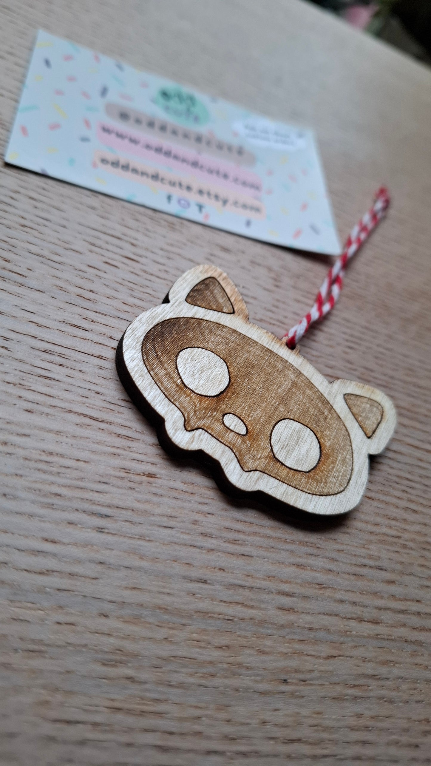 Wooden Cat Skull Christmas Decoration