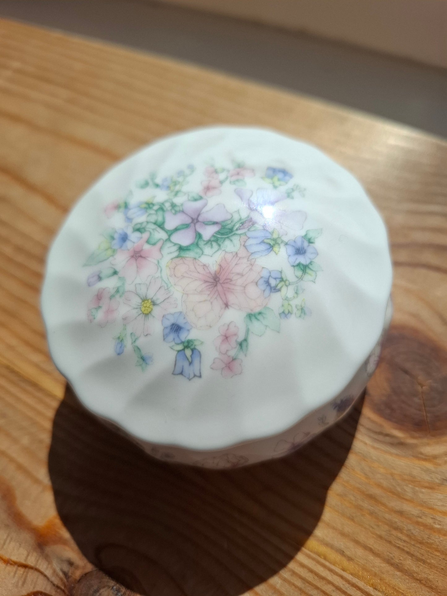 'Slag' Upcycled Butterfly Floral Trinket Pot