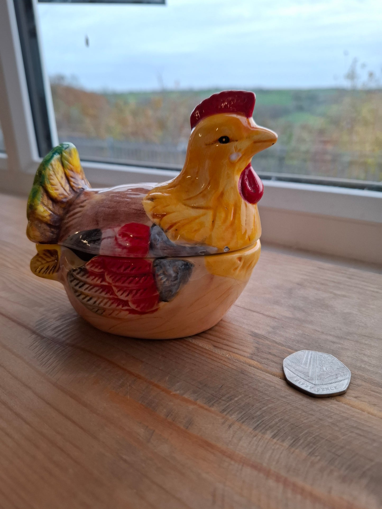 'Jerk' Upcycled Colourful Ceramic Chicken Pot