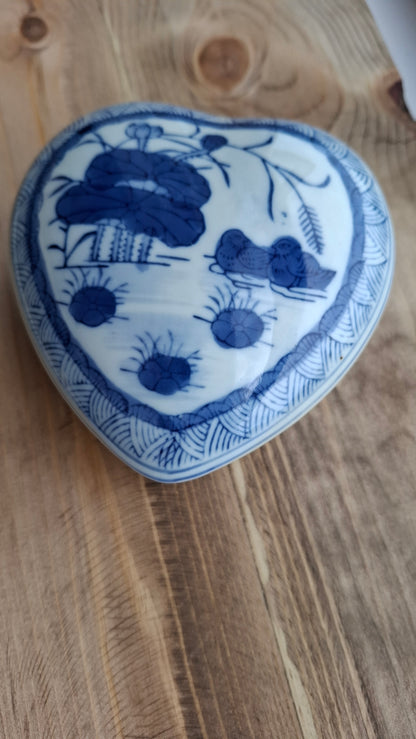 'Queen Cunt' Upcycled Large Pretty Blue/White Heart Trinket Pot