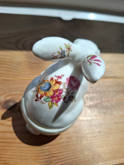 'Cunt' Upcycled White Floral Rabbit Trinket Pot