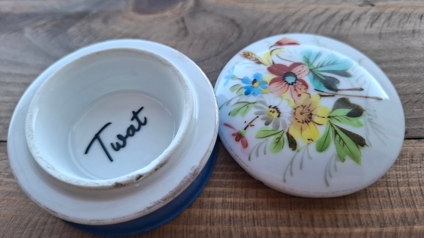 'Twat' Upcycled Blue Floral Trinket Pot (DISCOUNTED)