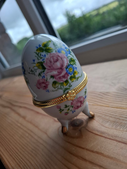 'Cunt' Upcycled Floral Pink Fancy Egg Trinket Pot With Legs (DISCOUNTED)