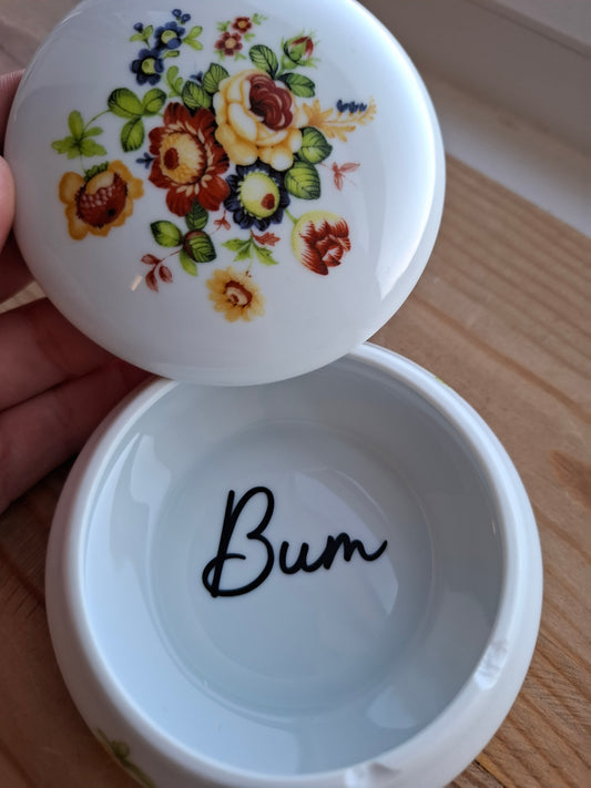 'Bum' Upcycled Floral Trinket Pot