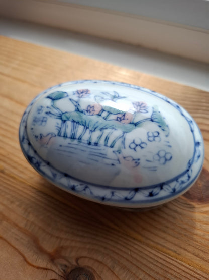'Beef Curtains' Upcycled Pretty Duck Scenery Trinket Pot