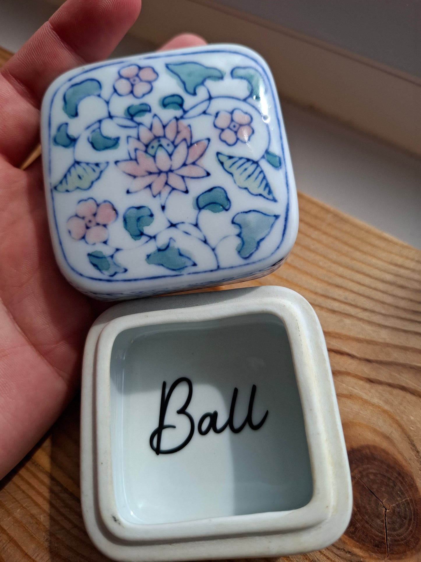 'Ball Bag' Upcycled Square Floral Trinket Pot