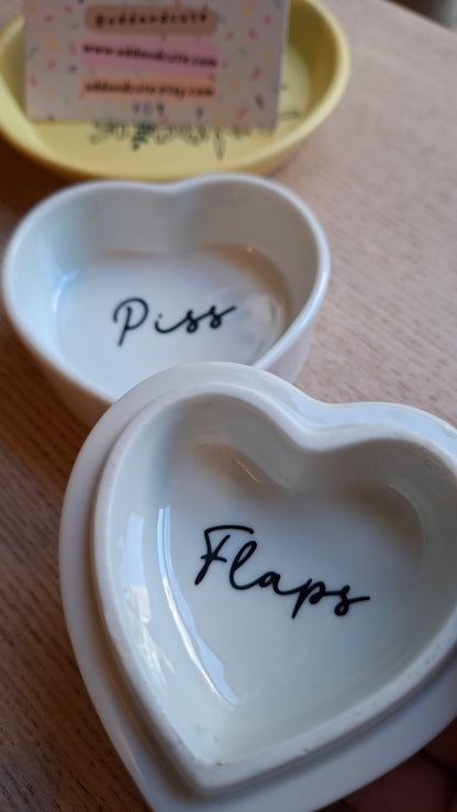 'Piss Flaps' Upcycled Clown Heart Shaped Trinket Pot