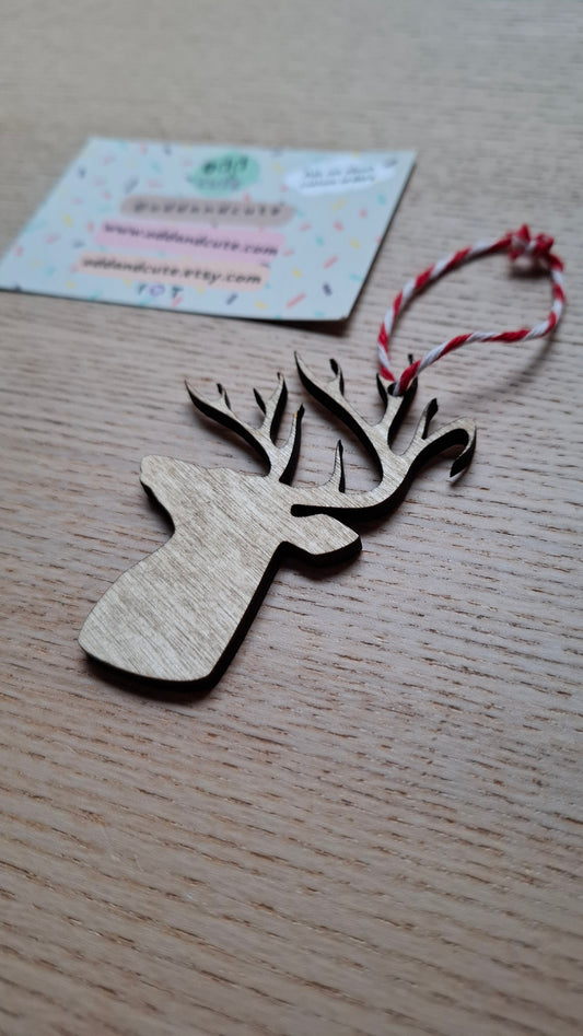 Wooden Deer Head Silhouette Christmas Decoration