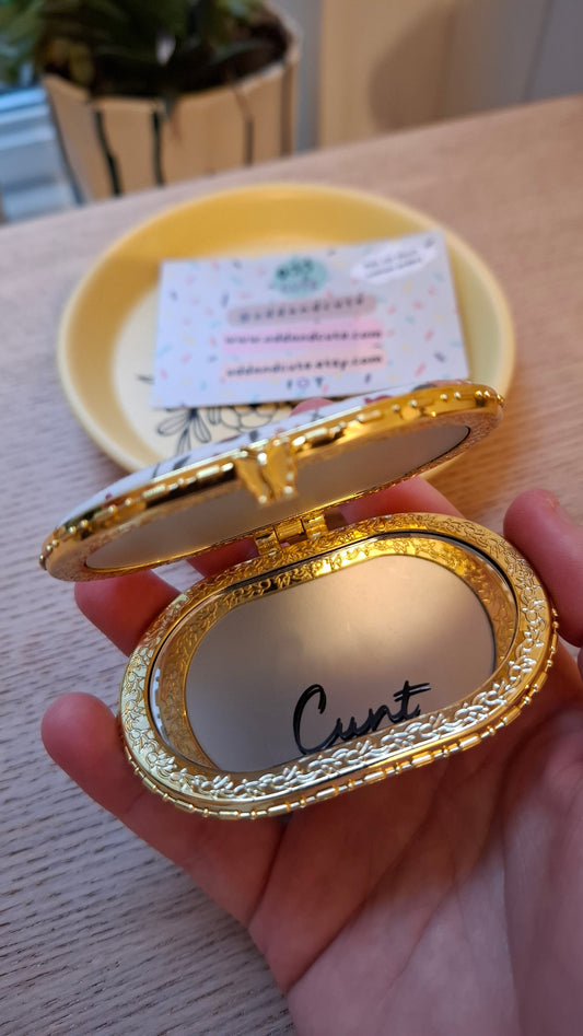 'Cunt' Compact Mirror, Oval Shape