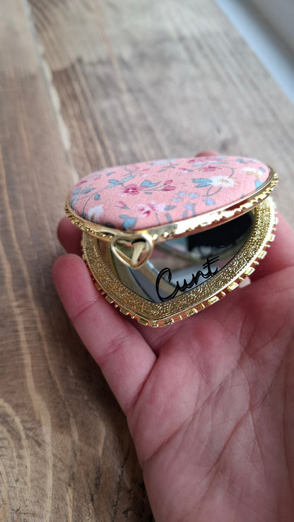 'Cunt' Compact Mirror, Heart Shaped