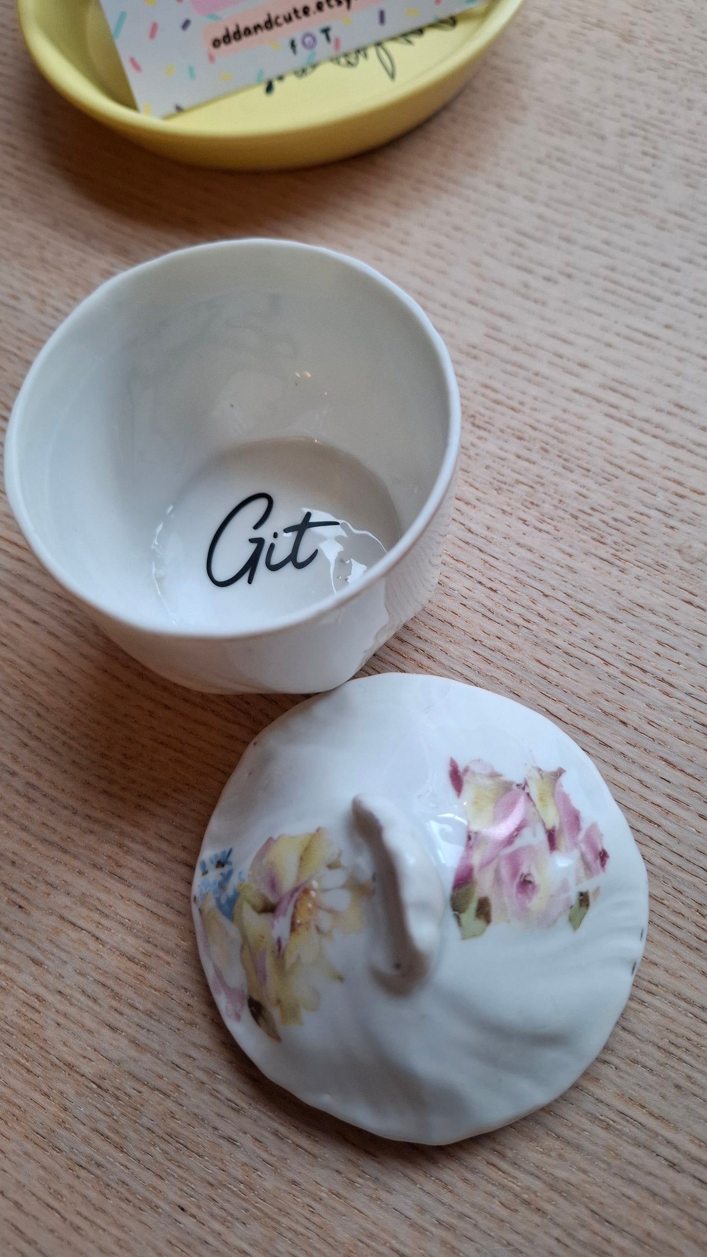 'Git' Upcycled Small Floral Trinket Pot