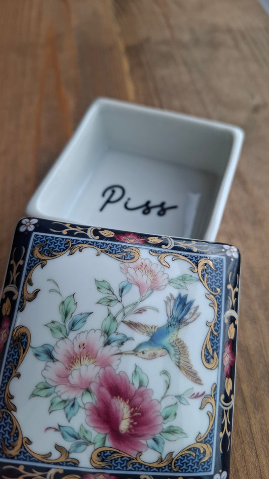 'Piss Flaps' Upcycled Hummingbird Trinket Pot
