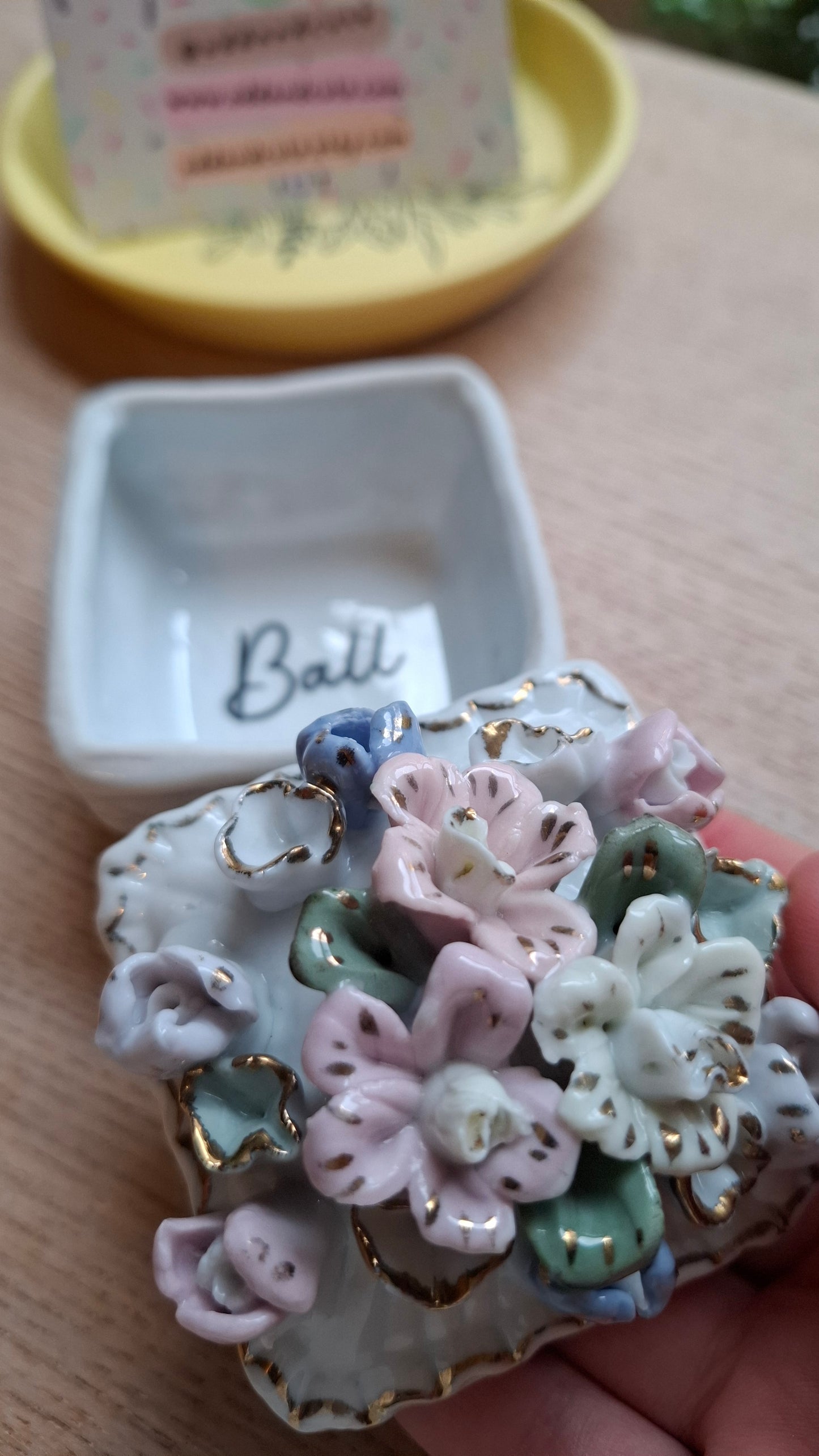 'Ball Bag' Upcycled Floral Square Shaped Trinket Pot