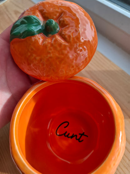 'Cunt' Upcycled Large Chunky Orange Ceramic Pot