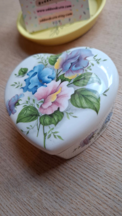 'Fanny Flaps' Upcycled Floral Heart Shaped Trinket Pot