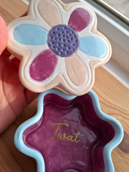 'Twat' Upcycled Chunky Flower Shaped Trinket Pot