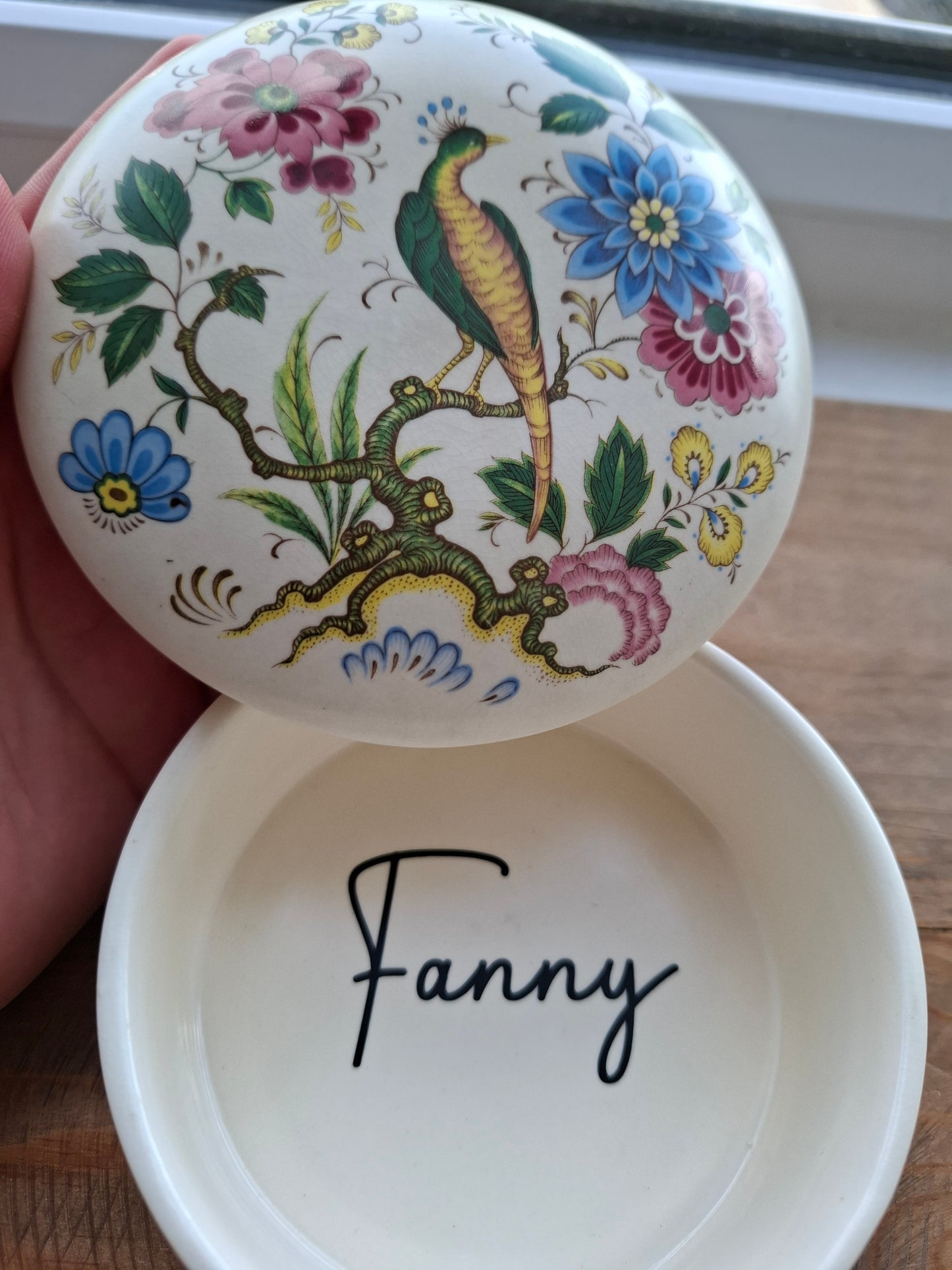 'Fanny Flaps' Upcycled Floral Birdy Trinket Pot